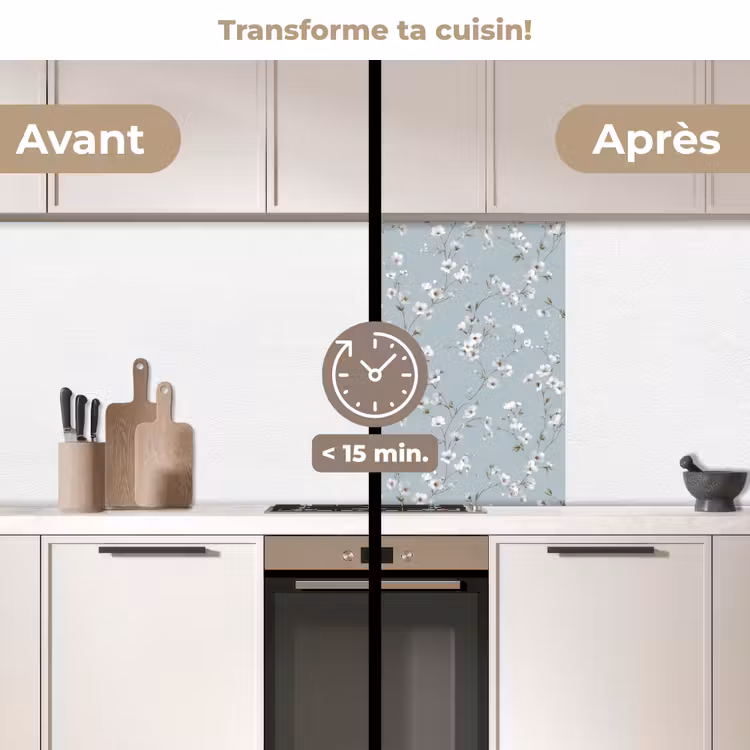 Crédence cuisine - Classique - Fleurs - Bleu — 2