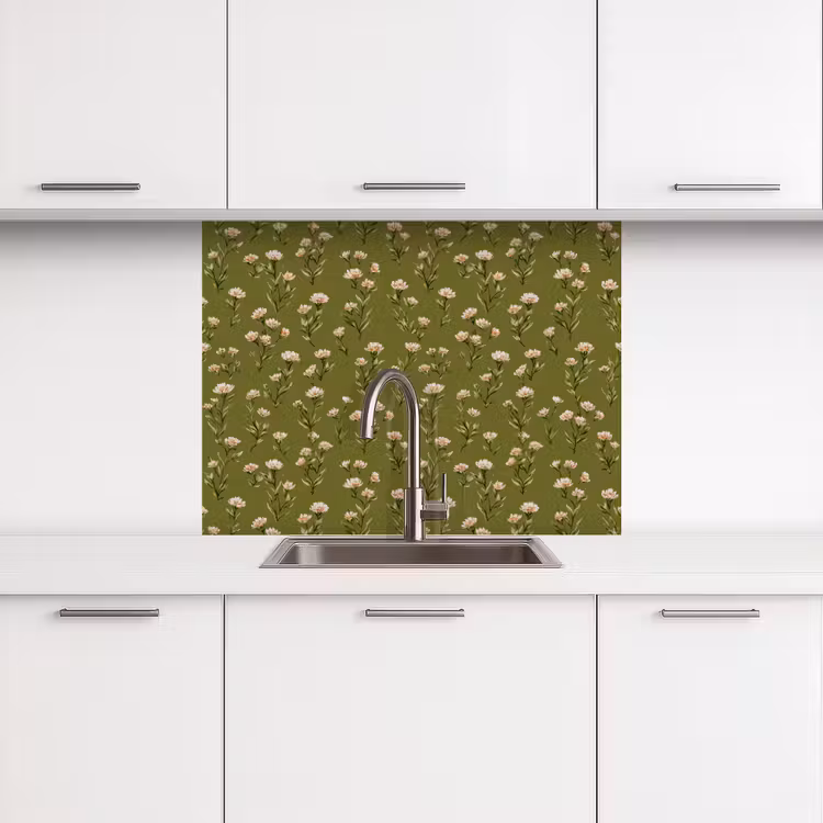 Crédence cuisine - Rustique - Fleurs - Vert — 3