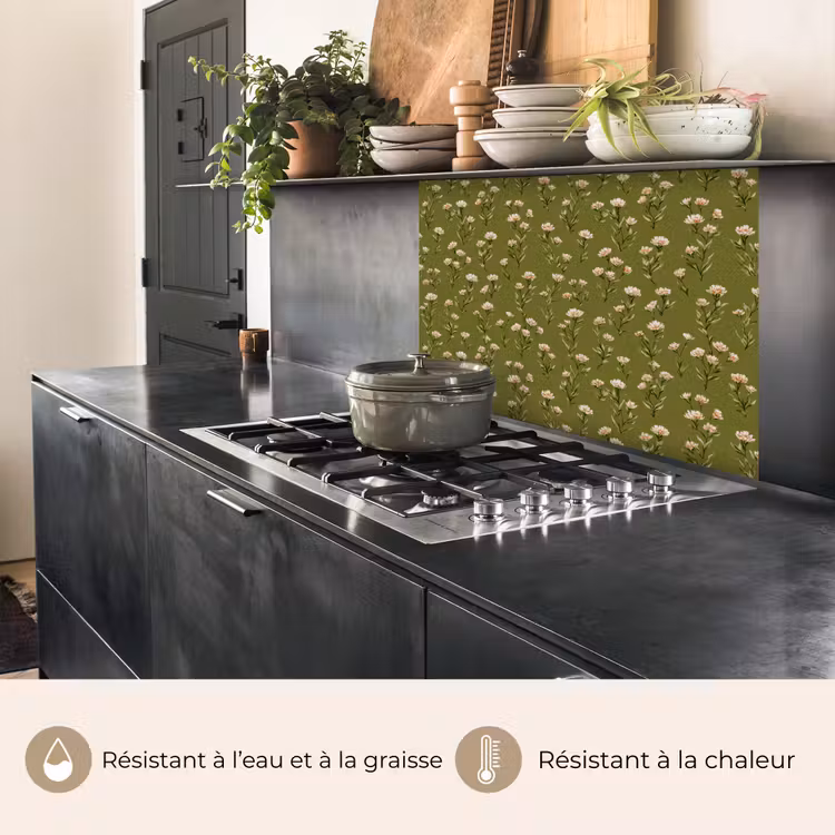 Crédence cuisine - Rustique - Fleurs - Vert — 4
