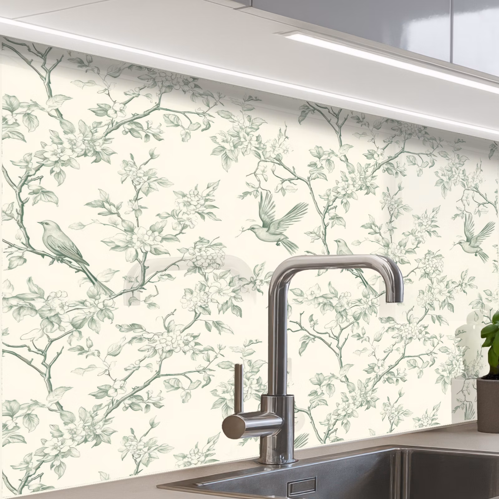 Crédence cuisine - Classique - Oiseaux - Vert — 1