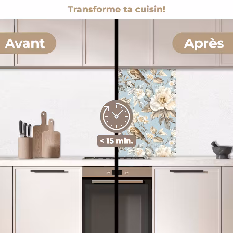 Crédence cuisine - Botanique - Oiseau chanteur - Bleu — 2