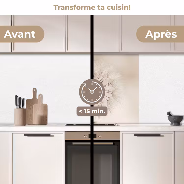 Crédence cuisine - Pissenlit - Minimaliste - Blanc — 2