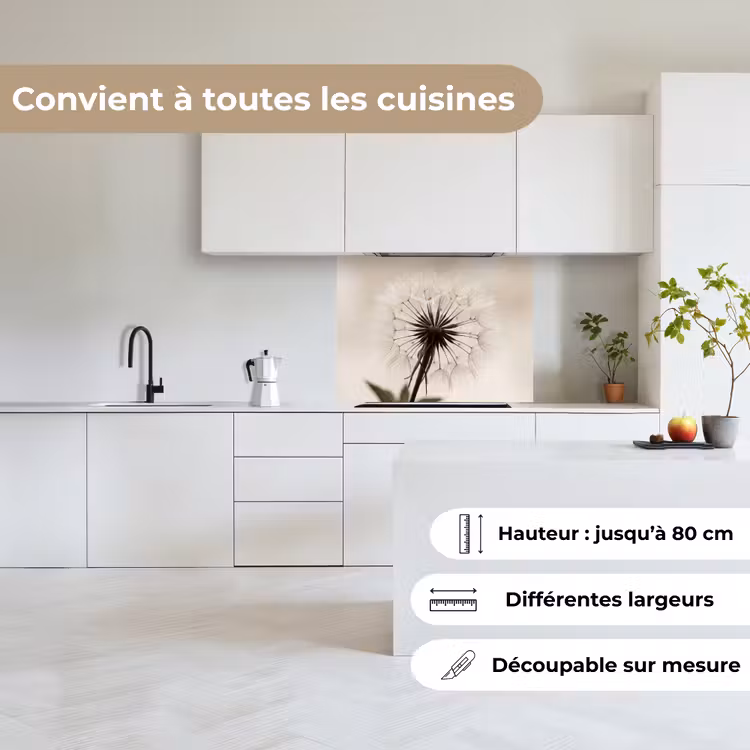 Crédence cuisine - Pissenlit - Minimaliste - Blanc — 6