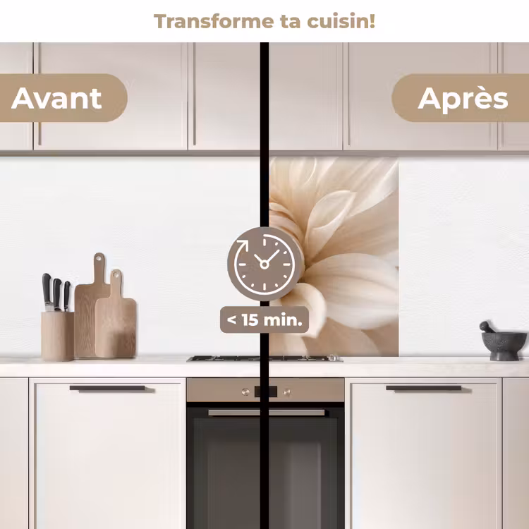 Crédence cuisine - Fleur - Dahlia - Blanc — 2