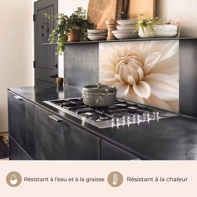 Crédence cuisine - Fleur - Dahlia - Blanc — 4