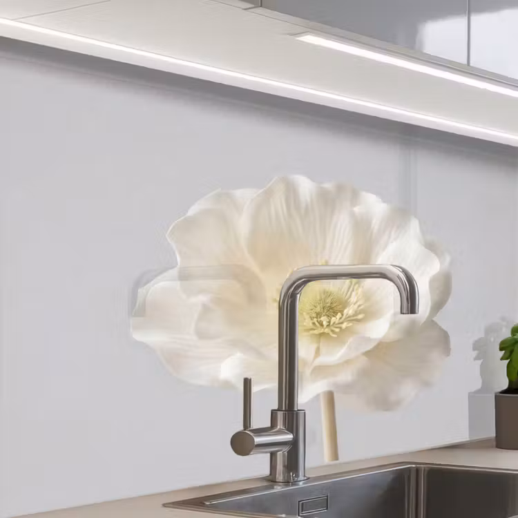 Crédence cuisine - Fleur - Minimaliste - Blanc — 1