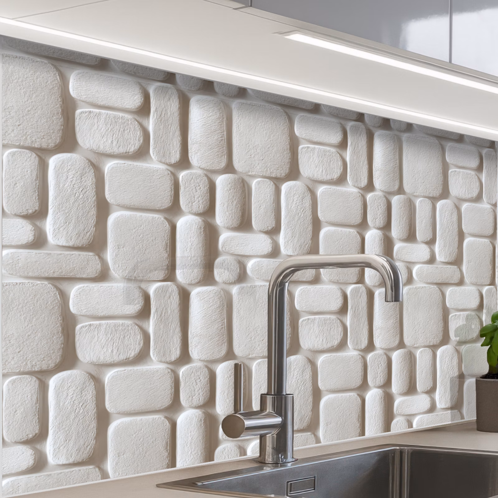 Crédence cuisine - Relief - Texture - Blanc — 1