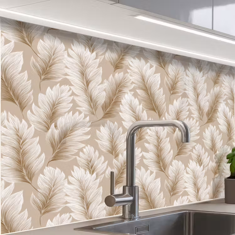 Crédence cuisine - Botanique - Motif - Beige — 1