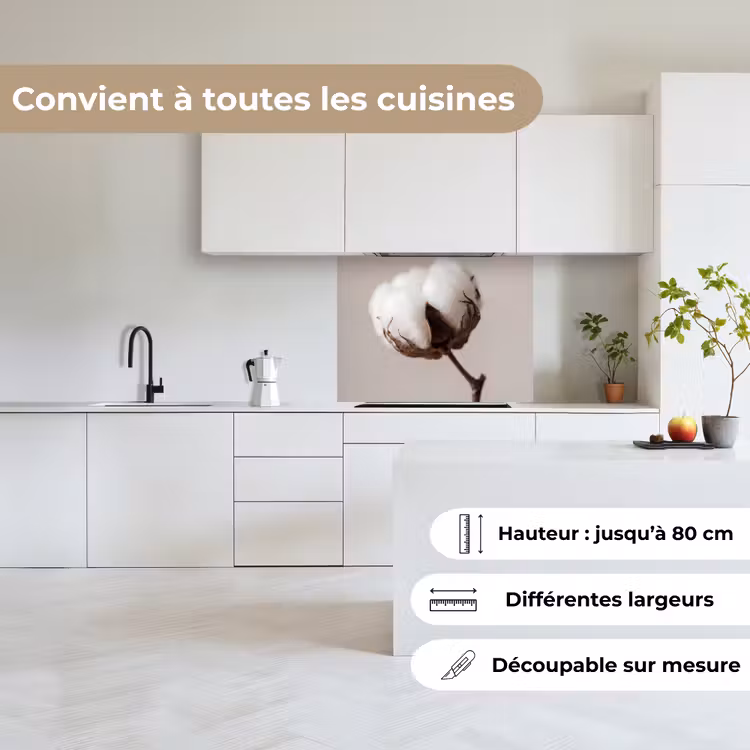 Crédence cuisine - Boules de coton - Minimaliste - Blanc — 6