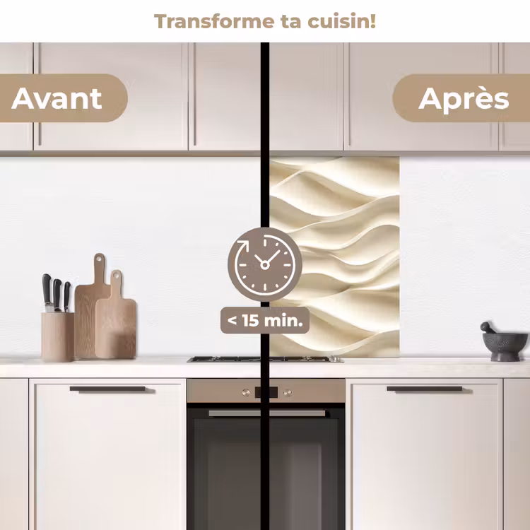 Crédence cuisine - Lignes - Ondulées - Crème — 2