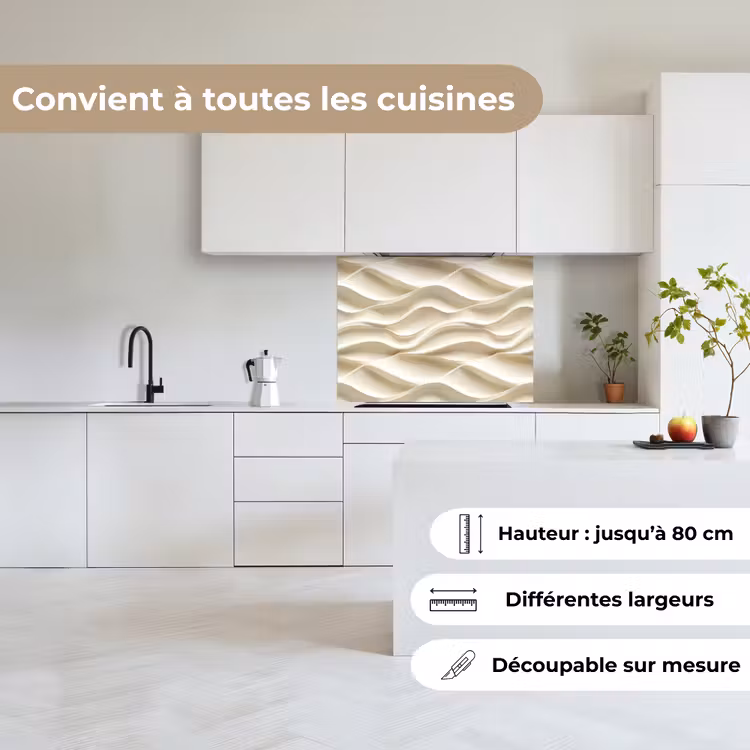 Crédence cuisine - Lignes - Ondulées - Crème — 6