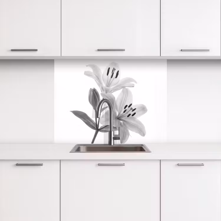 Crédence cuisine - Lys - Elégant - Noir - Blanc — 3