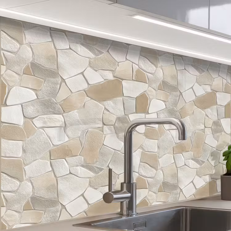 Crédence cuisine - Mosaïque - Pierres - Beige — 1