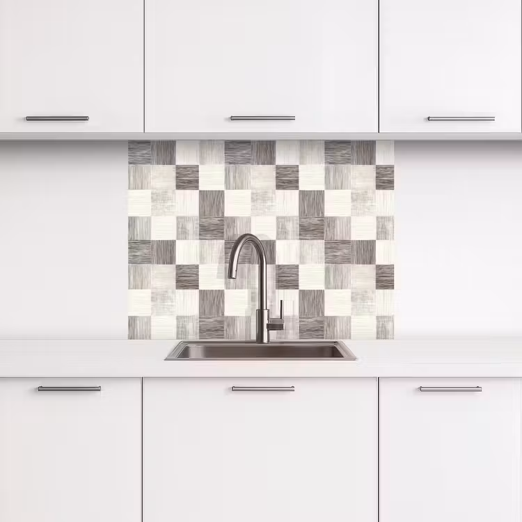 Crédence cuisine - Motif - damier - grain de bois — 3