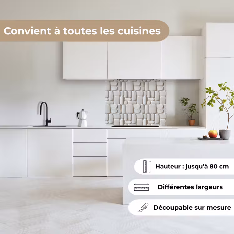 Crédence cuisine - Relief - Texture - Blanc — 6