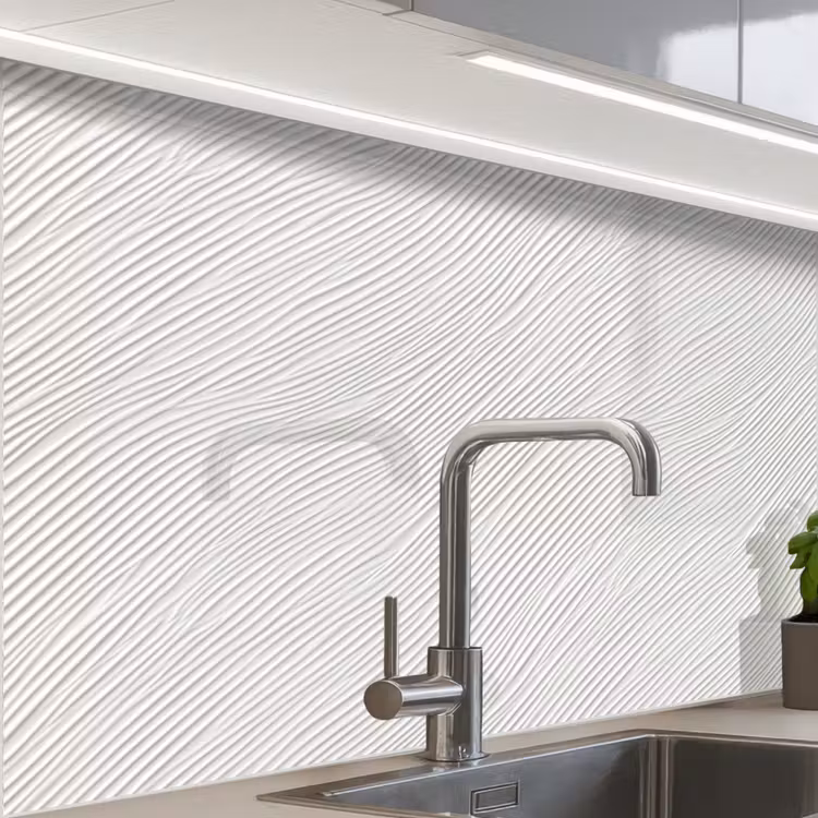 Crédence cuisine - Vagues - Côtes - Blanc — 1