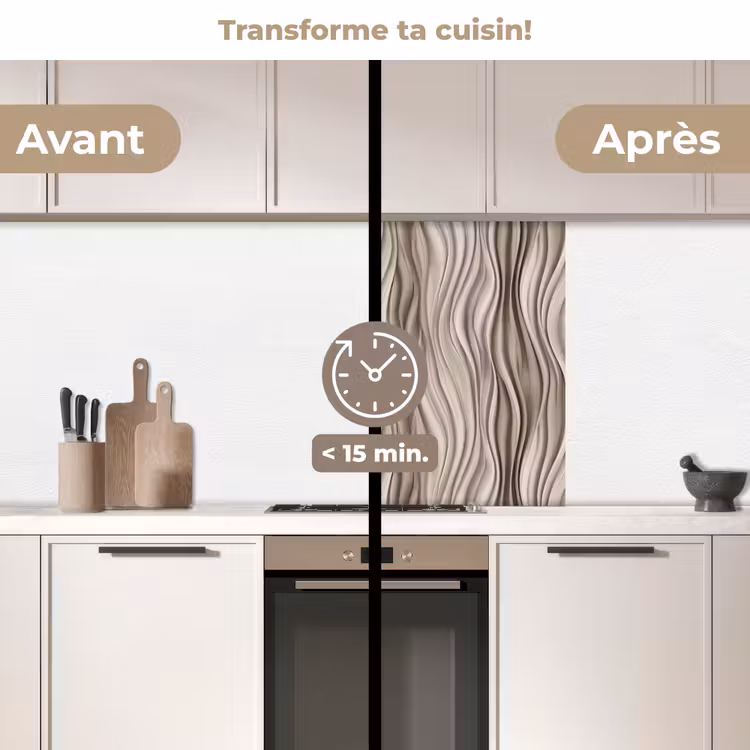 Crédence cuisine - Ondes - 3D - Crème — 2