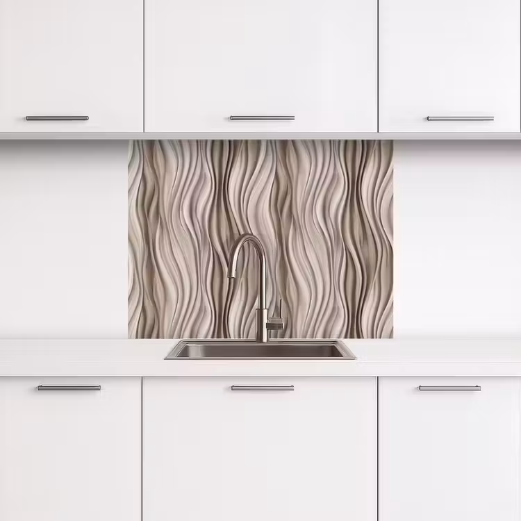 Crédence cuisine - Ondes - 3D - Crème — 3