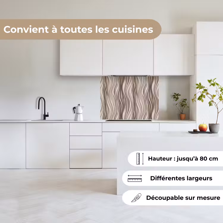 Crédence cuisine - Ondes - 3D - Crème — 6