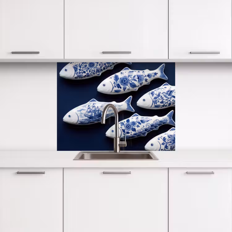 Crédence cuisine - Poisson - Delftware - Céramique — 3
