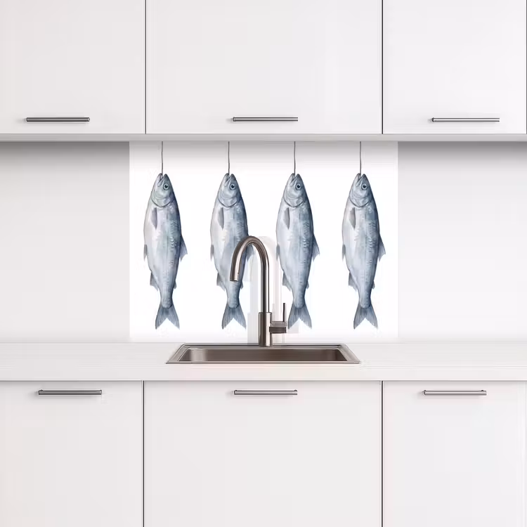 Crédence cuisine - Poisson - Illustration - Bleu de Delft — 3