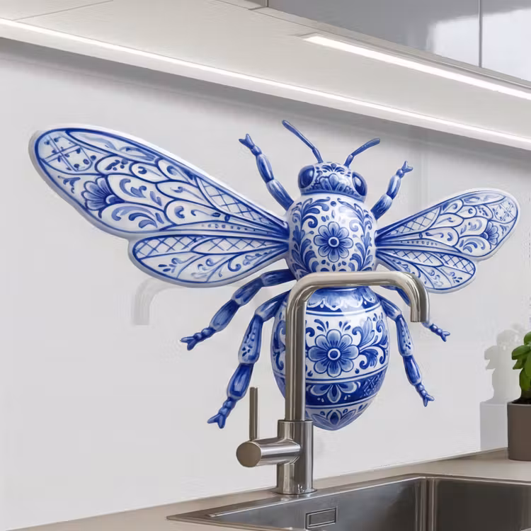 Crédence cuisine - Abeille - Moderne - Delft - Bleu — 1