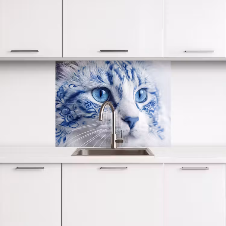 Crédence cuisine - Chat - Motif - Bleu — 3