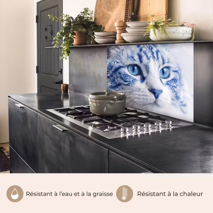 Crédence cuisine - Chat - Motif - Bleu — 4
