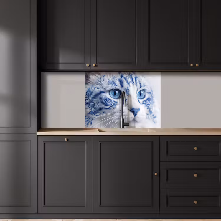 Crédence cuisine - Chat - Motif - Bleu — 5
