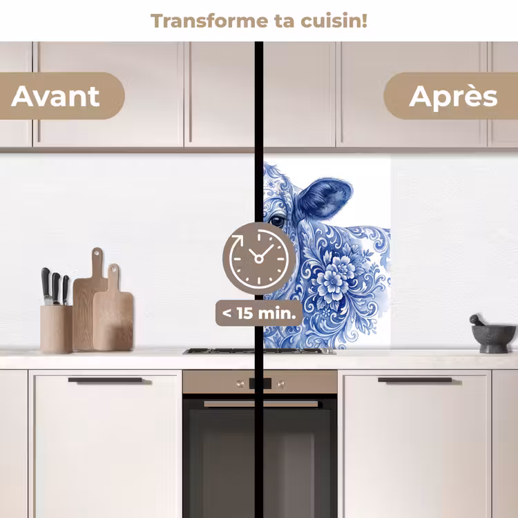 Crédence cuisine - Illustration - Vache - Bleu — 2