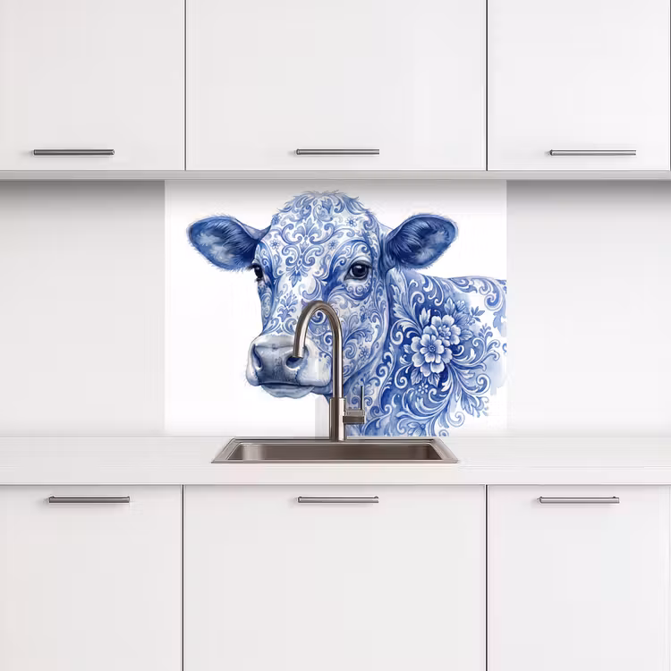 Crédence cuisine - Illustration - Vache - Bleu — 3