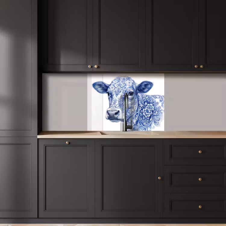 Crédence cuisine - Illustration - Vache - Bleu — 5