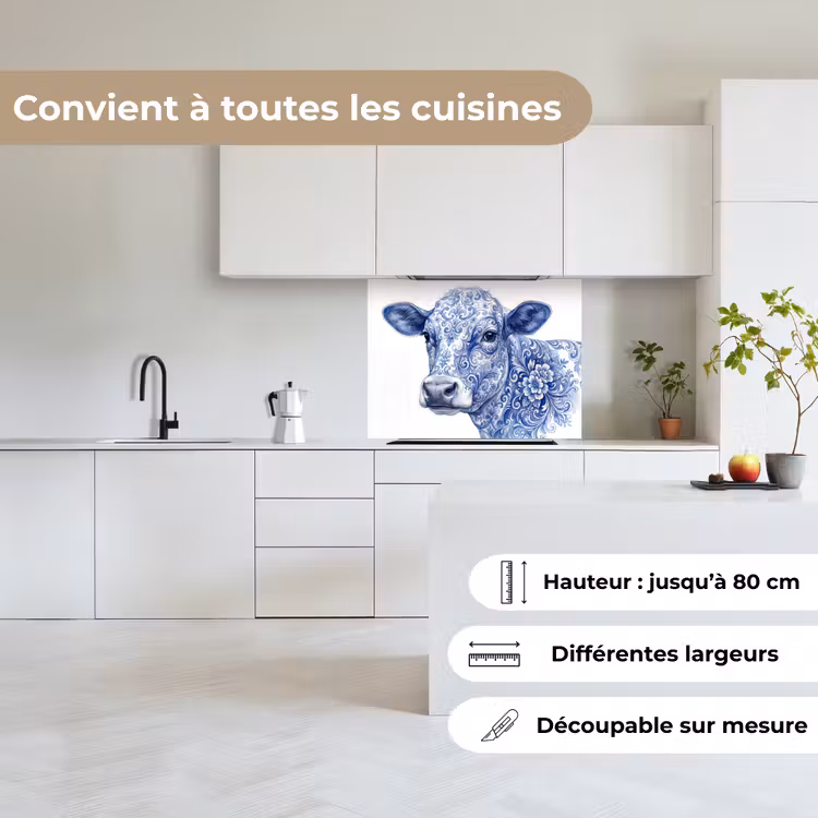 Crédence cuisine - Illustration - Vache - Bleu — 6