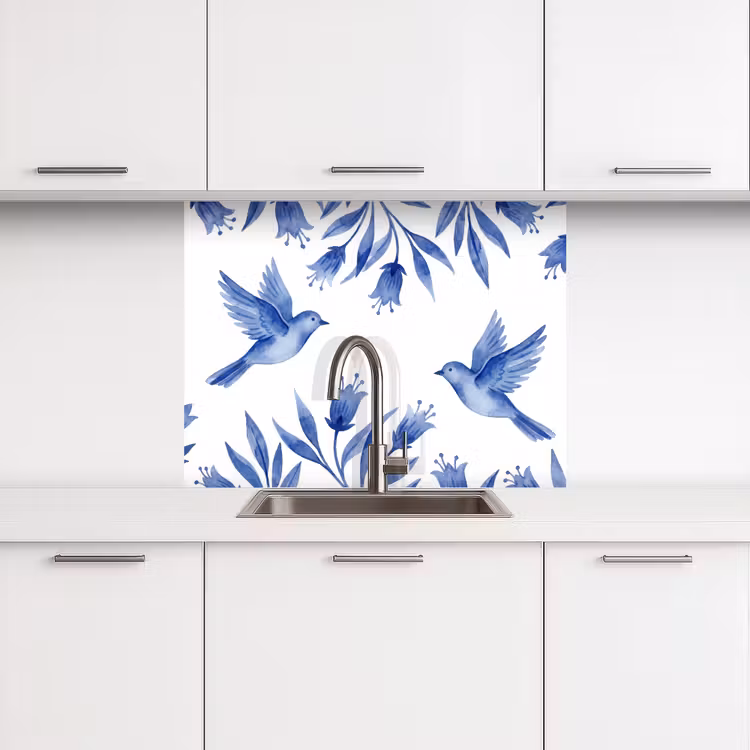 Crédence cuisine - Moderne - Oiseaux - Delftware — 3