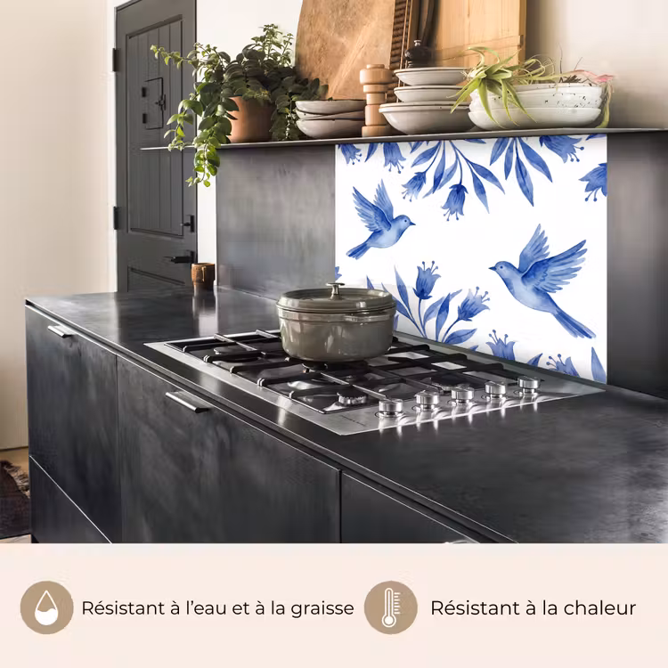 Crédence cuisine - Moderne - Oiseaux - Delftware — 4