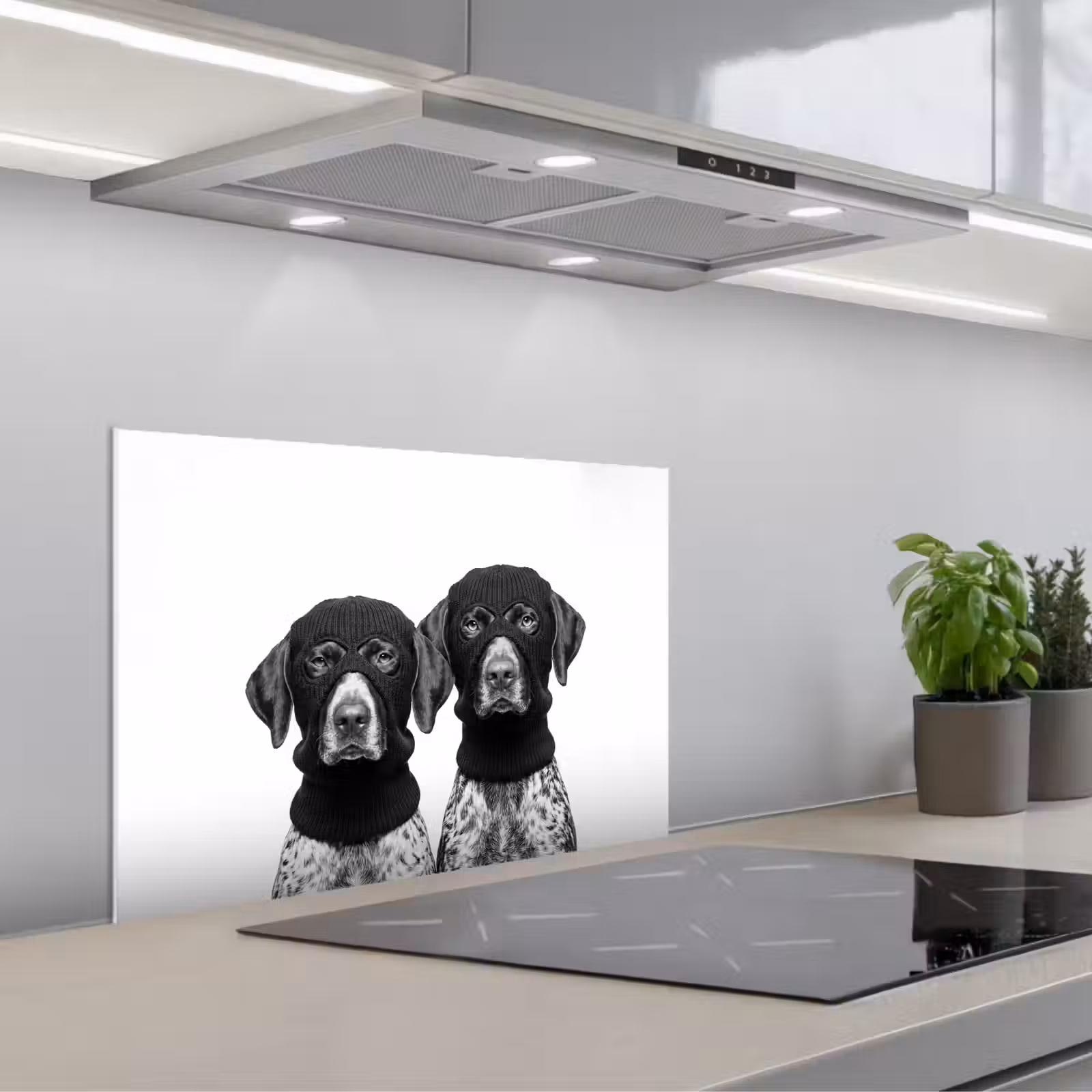 Fond de hotte - Chiens - cagoule - noir - blanc — 1