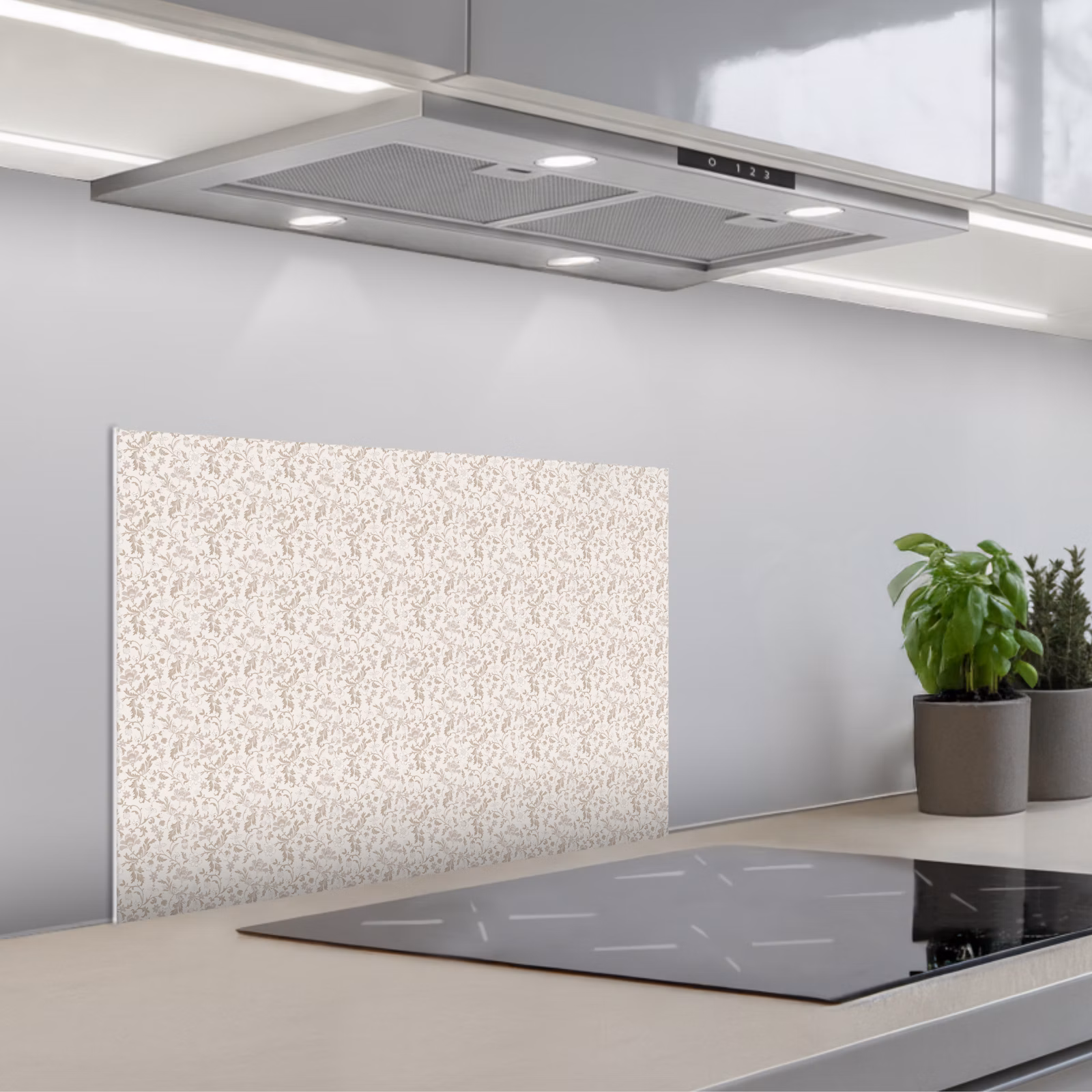 Fond de hotte - Fleurs - Motif - Taupe — 1