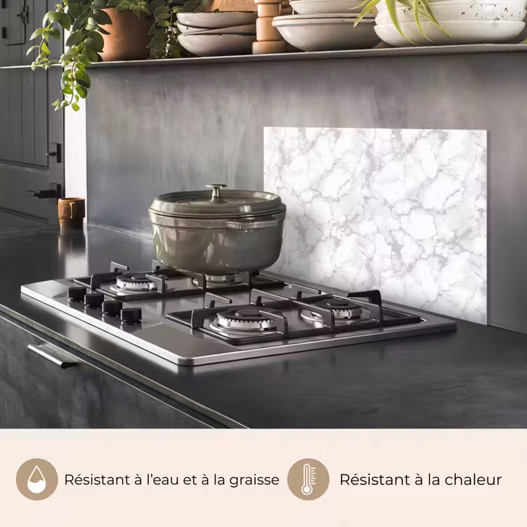 Fond de hotte - Blanc - Marbre - Gris — 2