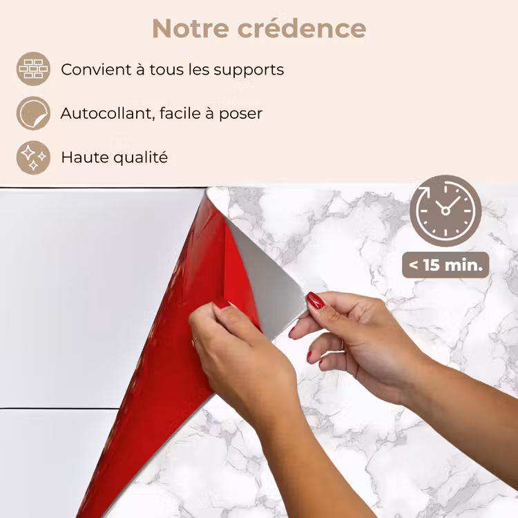 Fond de hotte - Blanc - Marbre - Gris — 4