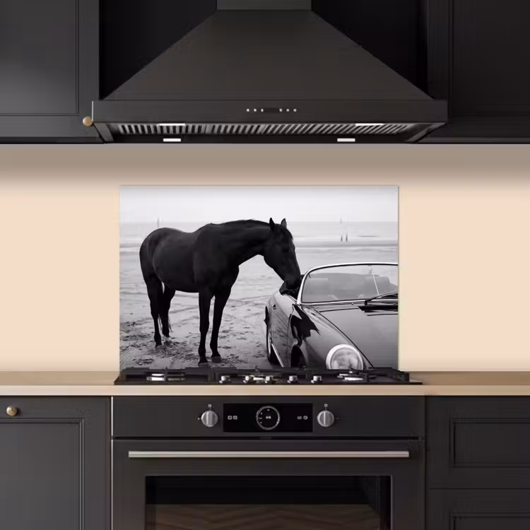 Fond de hotte - Cheval - Voiture - Noir - Blanc — 5
