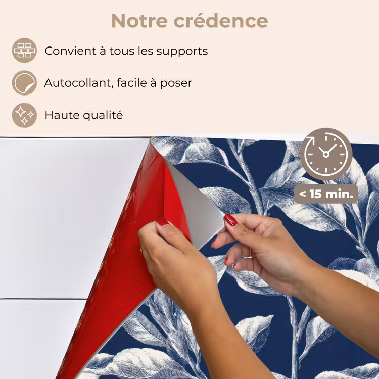 Fond de hotte - Botanique - Motif - Bleu — 4