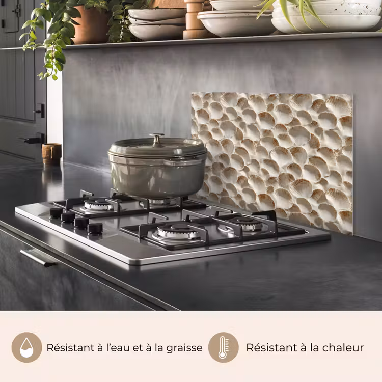 Fond de hotte - Coquilles - Forme d'éventail - Blanc — 2