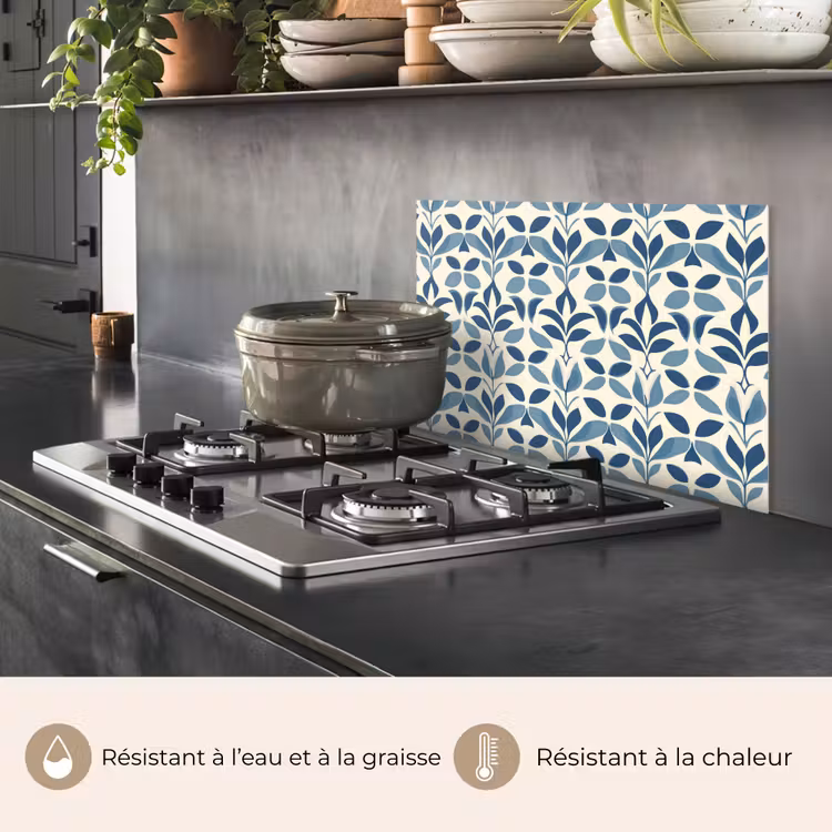 Fond de hotte - Flora - Moderne - Bleu — 2