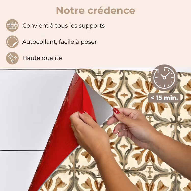 Fond de hotte - Carreau ornemental - Motif - Marron — 4