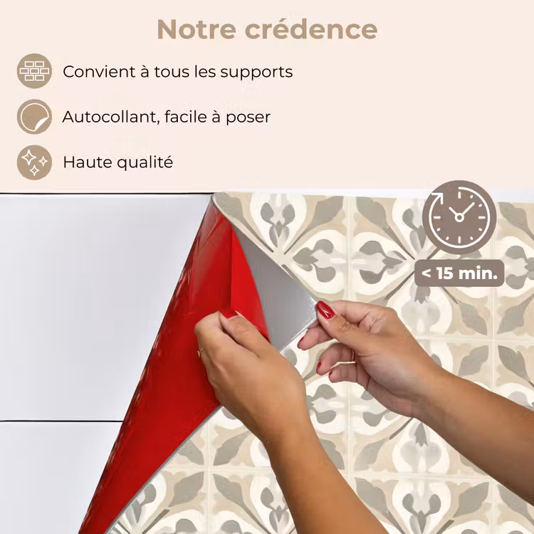 Fond de hotte - Carrelage - Motif - Beige — 4