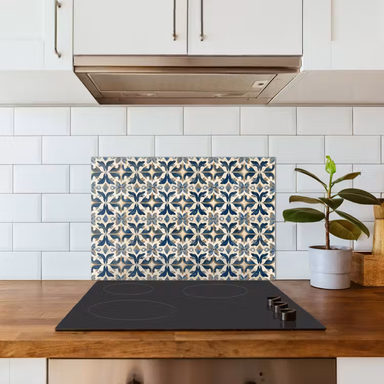 Fond de hotte - Carrelage - Motif - Bleu - Beige — 3