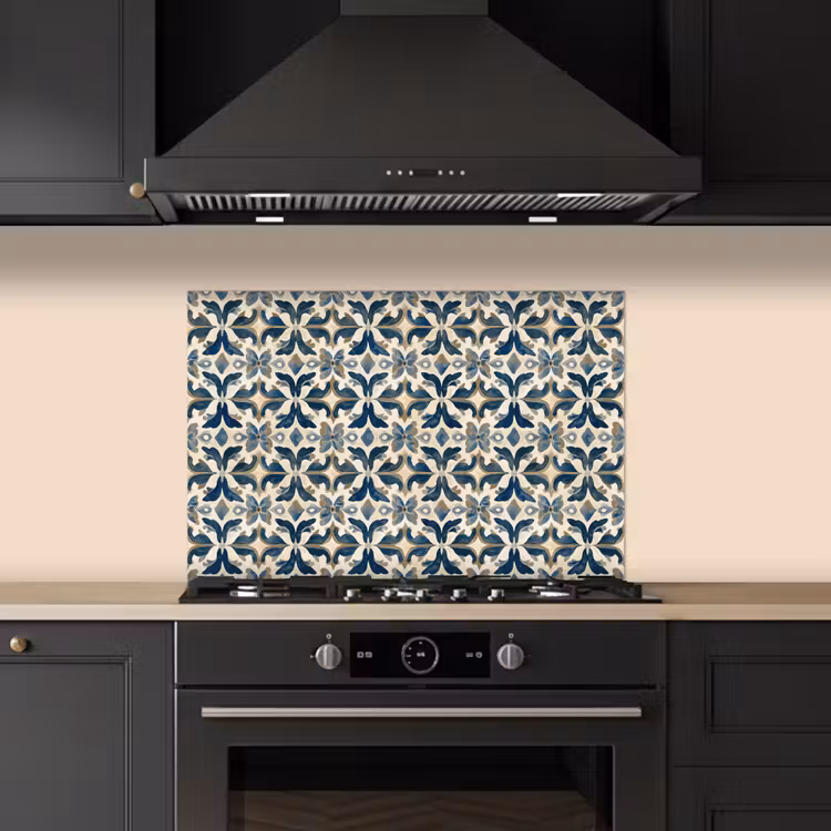 Fond de hotte - Carrelage - Motif - Bleu - Beige — 5
