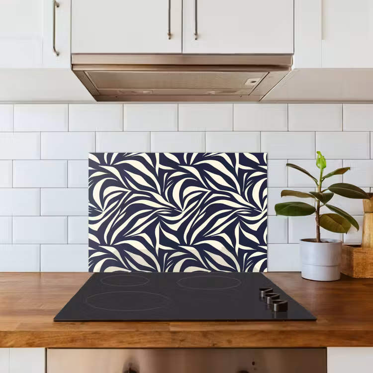Fond de hotte - Feuilles - Bleu - Motif - Blanc — 3