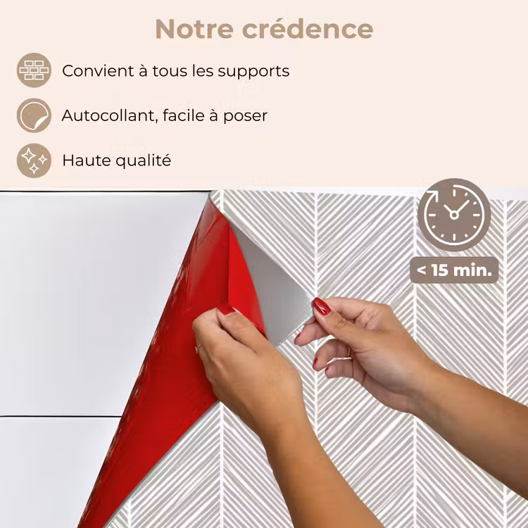 Fond de hotte - Classique - Chevrons - Gris — 4