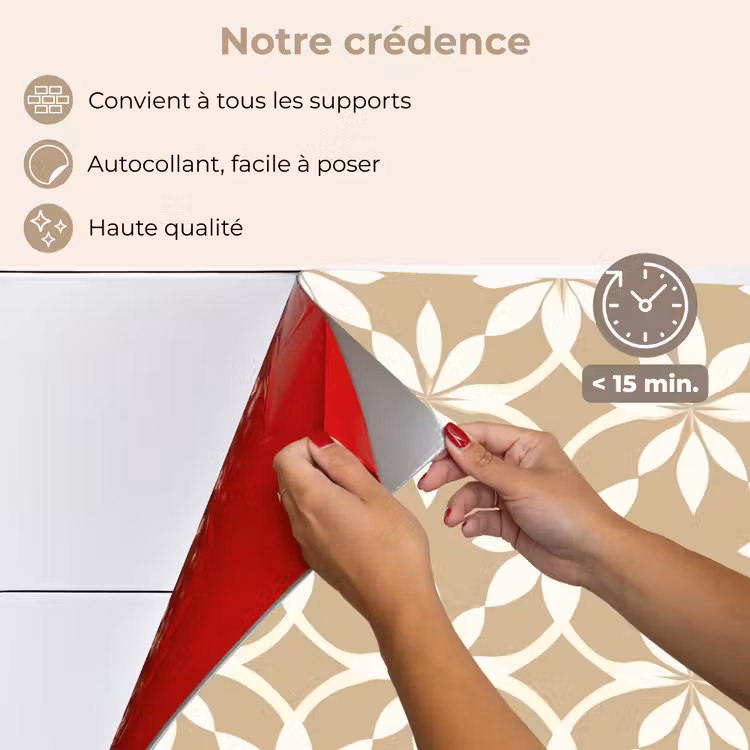 Fond de hotte - Fleurs - Motif - Beige — 4